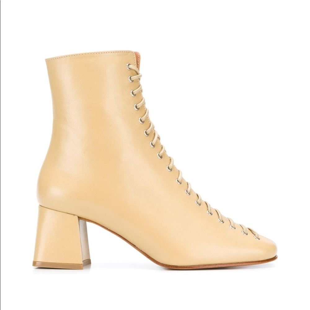 By Far Becca Lace Up Leather Ankle Boots